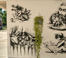 Mural elaborado por el instructor de arte para motivar a los infantes en el inicio del curso escolar