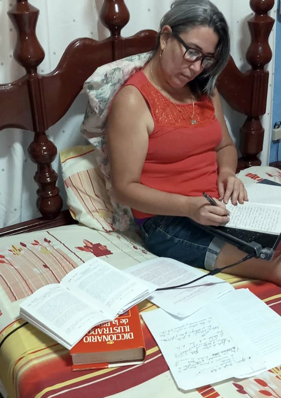 Saskia Santana, de la Iglesia Presbiteriana de Nueva Paz, durante el taller online