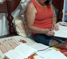 Saskia Santana, de la Iglesia Presbiteriana de Nueva Paz, durante el taller online