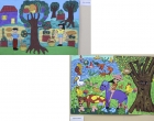 Obras de Kemily Rodríguez, segundo lugar (izquierda) y Lindsey Alé, tercer premio