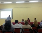 De izquierda a derecha Oliver Zamora, Mara Roque, Diana Rosa Schlachter en Taller de los medios audiovisuales