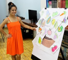 Fue divertido llenar esta canasta con frutas y hortalizas