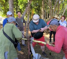En la finca El Retiro experimentaron a hacer guarapo a partir de la caña de manera rudimentaria
