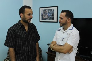 Diálogo en tre los autores Antonio Nores (izq.) y Jesús Rivero